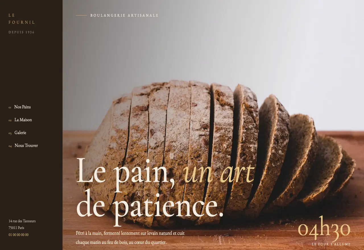 Aperçu du site démo Le Fournil